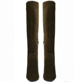 Saint Elexis Olive Leather Knee High Boots