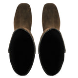 Saint Elexis Olive Leather Knee High Boots