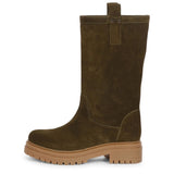 Saint Alexandra Bosco Green Suede Leather Pull On Calf Boots