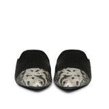 Grey Python and Black Woven Leather Mules