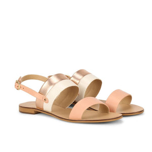 Saint Yina Rose Gold Double Straps Leather Flats