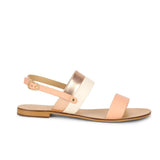 Saint Yina Rose Gold Double Straps Leather Flats