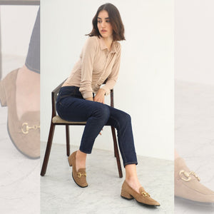 Saint Jenny Taupe Suede Leather Handcrafted Shoes
