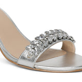 Saint Ornella Crystal Embellished Silver Metallic Leather Heel