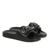Saint Jaime Black Leather Slide - SaintG