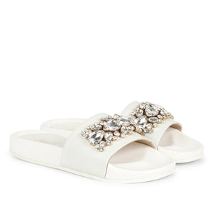 Saint Jaime White Leather Slide - SaintG