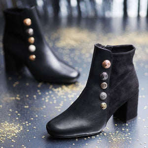 Saint Rita Black Leather Ankle Boots