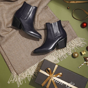 Saint Helena Blue Leather Ankle Boots