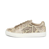 Beige Textured Python Leather Sneakers