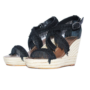 Ruffle Jute Platform Wedges - SaintG