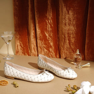 Saint Anya White Leather Ballerina’s
