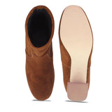 Saint Eleanor Tan Stretch Suede High Ankle Boots