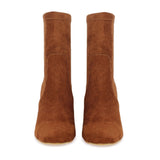 Saint Eleanor Tan Stretch Suede High Ankle Boots