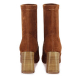 Saint Eleanor Tan Stretch Suede High Ankle Boots