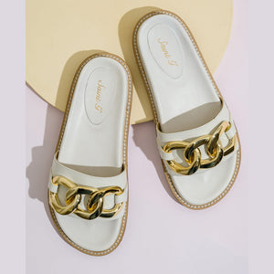 Saint Kiera Off White Chain-Link Trim Slides