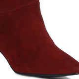 Saint Cecilia Maroon Suede Leather Kitten Heel Calf Boots