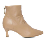 Saint Lovina Nude Slouch Leather Kitten Heel Ankle Boots