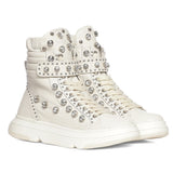 Saint Lavinia Embellished Ivory Leather Lace up Shoes