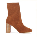 Saint Eleanor Tan Stretch Suede High Ankle Boots