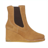 Saint Tesora Tan Suede Leather Mid Heel Wedge Boots