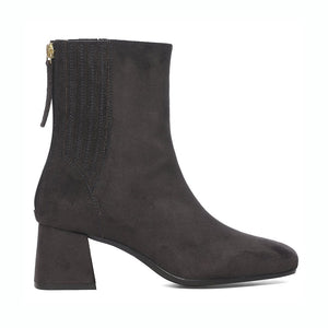 Saint Stellina Grey Suede Leather Back Zipper Ankle Boots