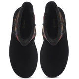 Saint Emmy Velvet Floral Black Suede Leather Snug Boots