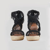 Ruffle Jute Platform Wedges - SaintG