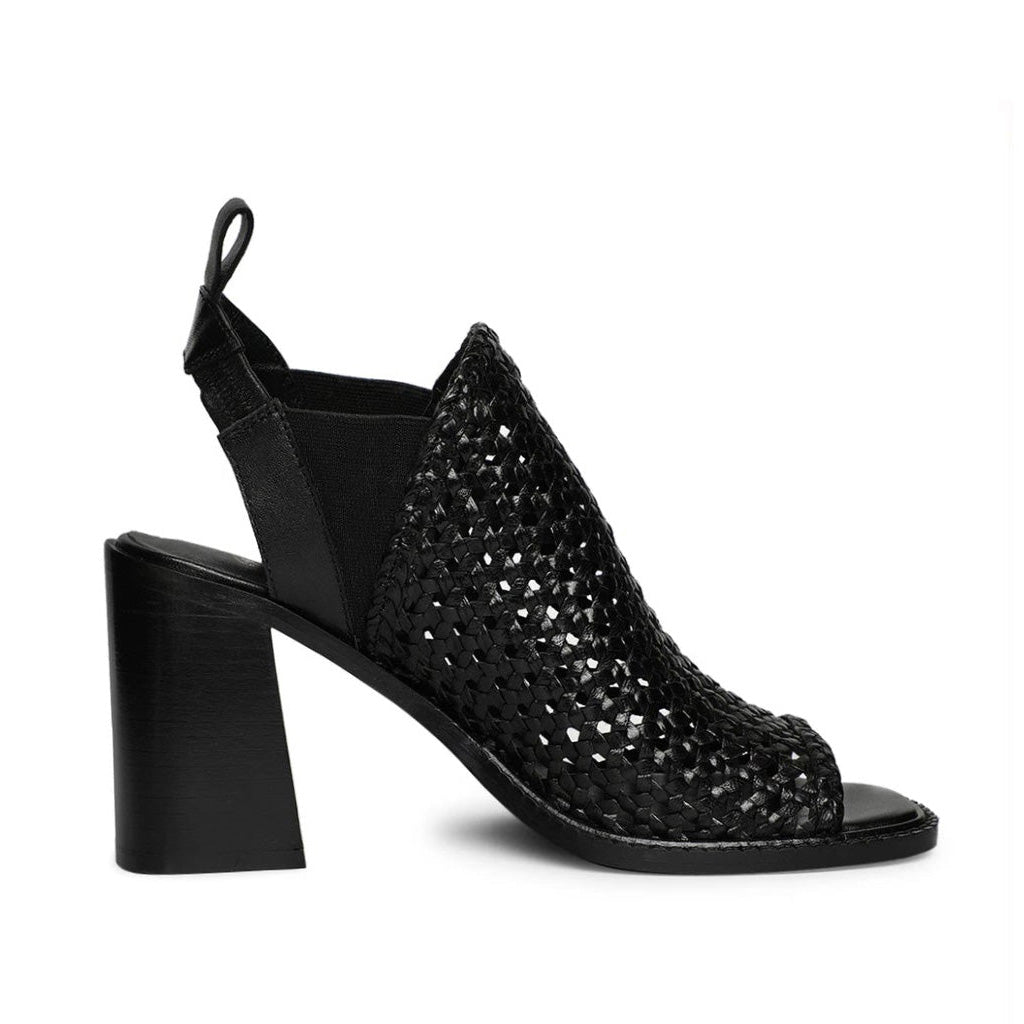 Saint Bella Leather Handcrafted Woven Open Toe Block Heel