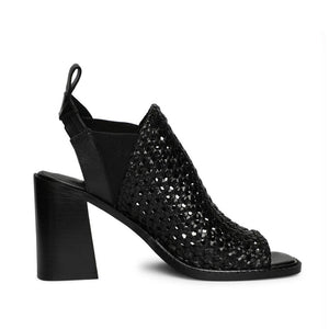 Saint Bella Leather Handcrafted Woven Open Toe Block Heel