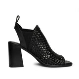 Saint Bella Leather Handcrafted Woven Open Toe Block Heel