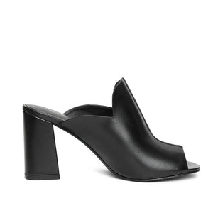 Saint Amor Black Leather Block Heel Mule