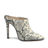Grey Python Textured Leather Pumps