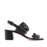Saint Fabrizia Crystal Embellished Woven Leather Block Heel