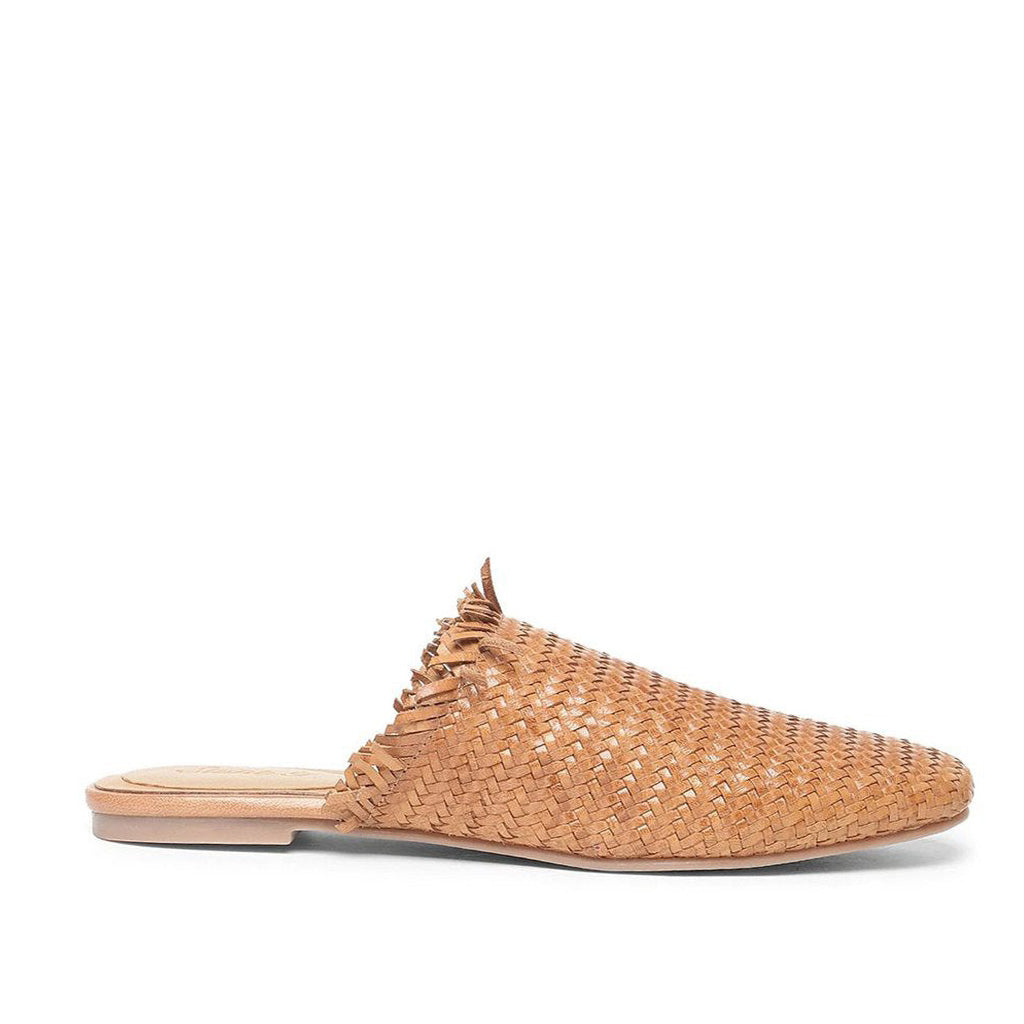 Saint Delphina Beige Color Woven Leather Mules