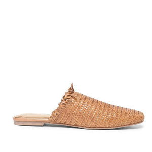 Saint Delphina Beige Color Woven Leather Mules