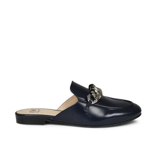 Saint Caeser Metal Chain Embellished Navy Mules
