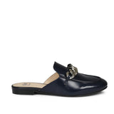 Saint Caeser Metal Chain Embellished Navy Mules