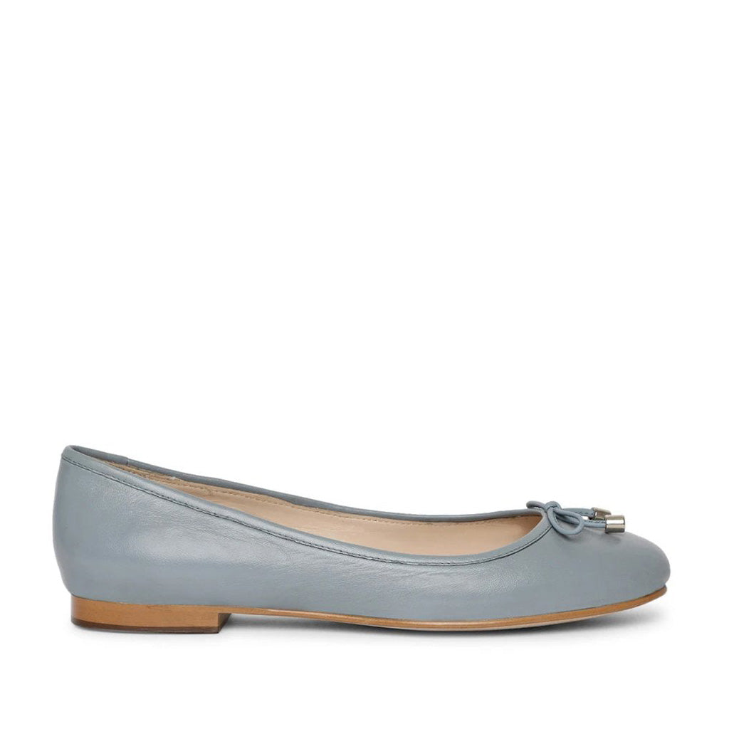 Saint Damita Blue Leather Handcrafted Ballet Flats