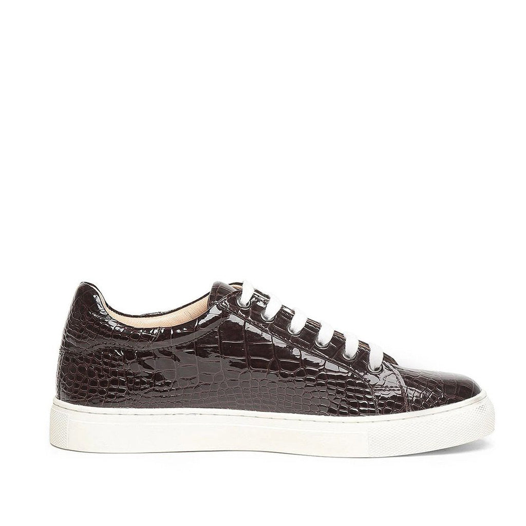 Saint Maeve Dark Brown Snake Print Vegan Leather Sneakers