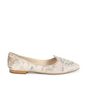 Saint Morwenna Hand Embroider Beige Ballerina