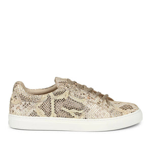 Saint Elined Beige Python Print Leather Sneakers