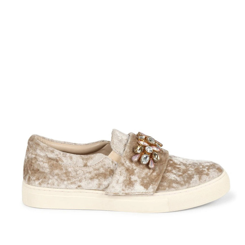Saint Kacey Beige Velvet Sneaker