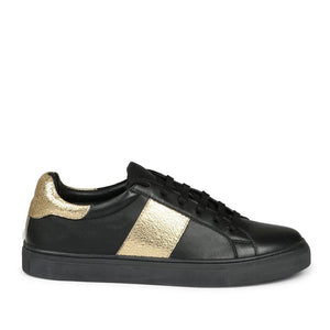 Saint Elen Black and Gold Leather Sneakers