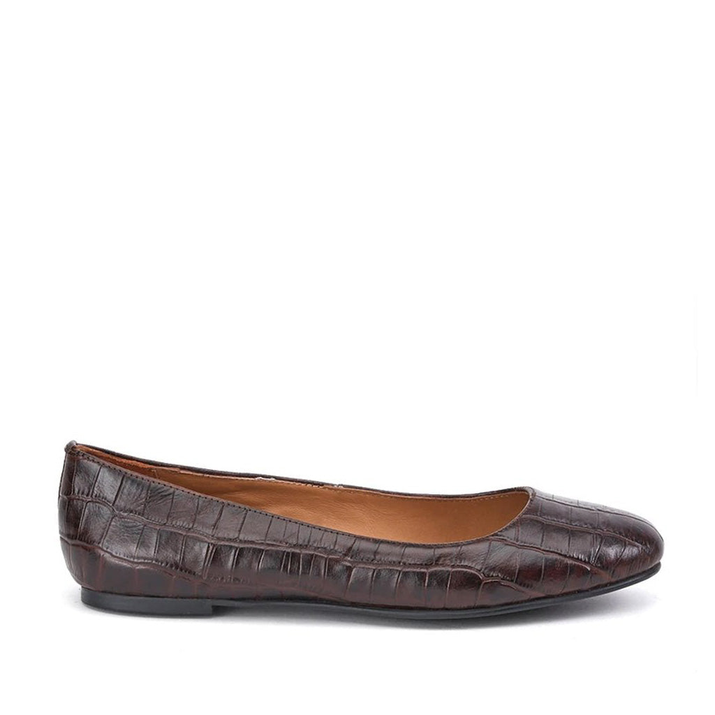 Saint Daria Brown Croco Leather Ballerina's