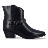 Saint Enrica Metal Studded Black Leather Ankle Boots