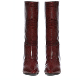 Saint Enora Croco Embossed Burgundy Calf Length Boots