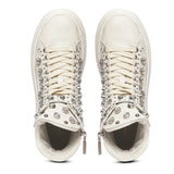 Saint Lavinia Embellished Ivory Leather Lace up Shoes