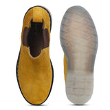 Saint Elaine Yellow Suede Leather Chelsea Boots