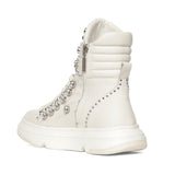 Saint Lavinia Embellished Ivory Leather Lace up Shoes